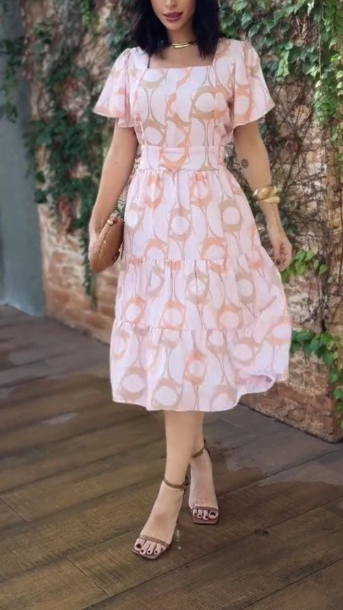 Stylish Printed Short Sleeve Dress