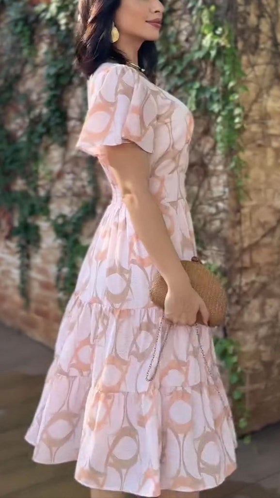 Stylish Printed Short Sleeve Dress