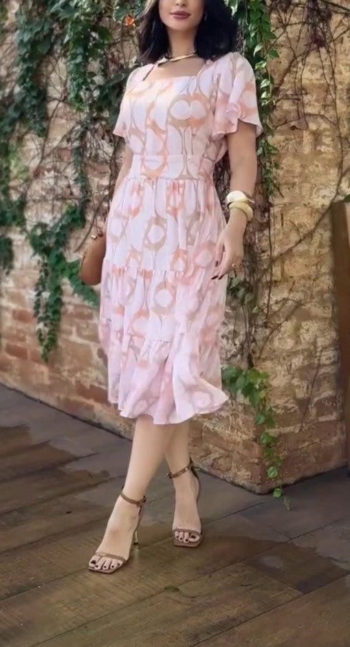 Stylish Printed Short Sleeve Dress