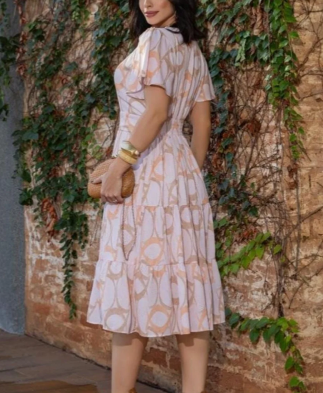 Stylish Printed Short Sleeve Dress