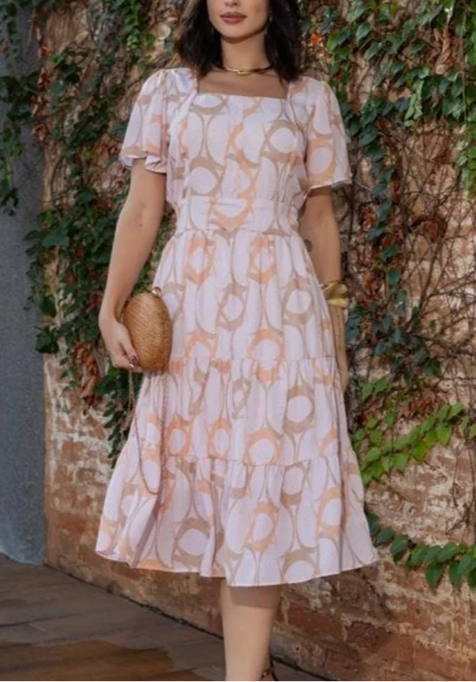 Stylish Printed Short Sleeve Dress