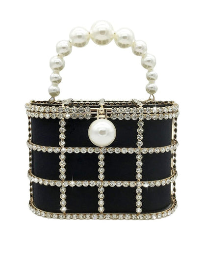 Party Crystal Clutch Purses with Pearl Rhinestones Small