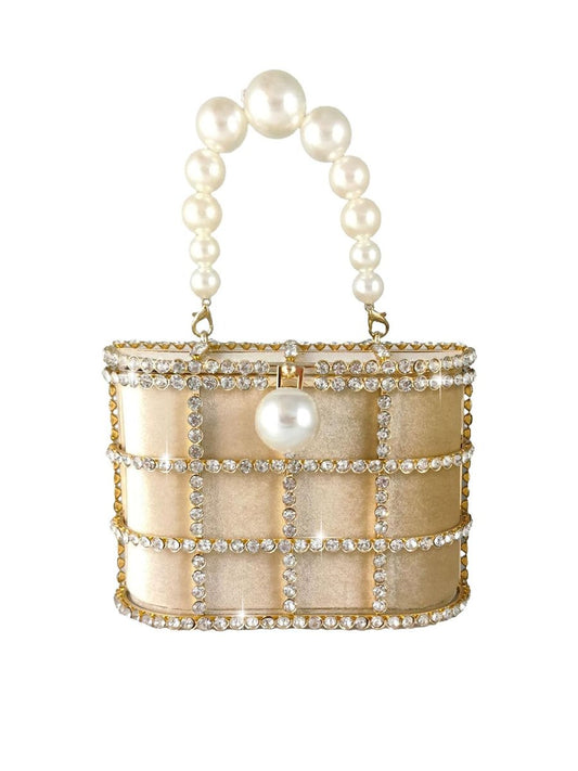 Party Crystal Clutch Purses with Pearl Rhinestones Small