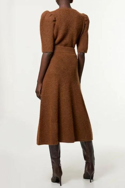 Classy Puff Sleeve Knit 2pc Set